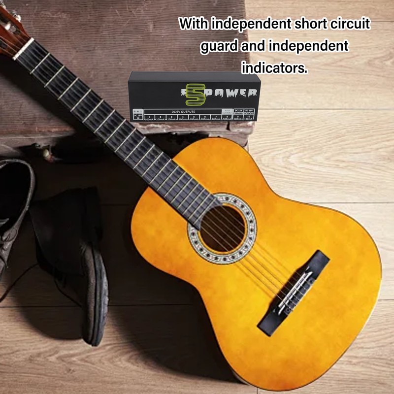 Guitar Effect Pedal Power Supply 10 Independent DC 9V 12V