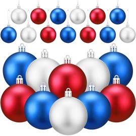 24 Pcs Independence Day Hanging Ball 2. 36 Inch Red Blue White Ball Ornament for Tree Decoration Patriotic Party Decorative Tree Balls(Red, Blue, White)