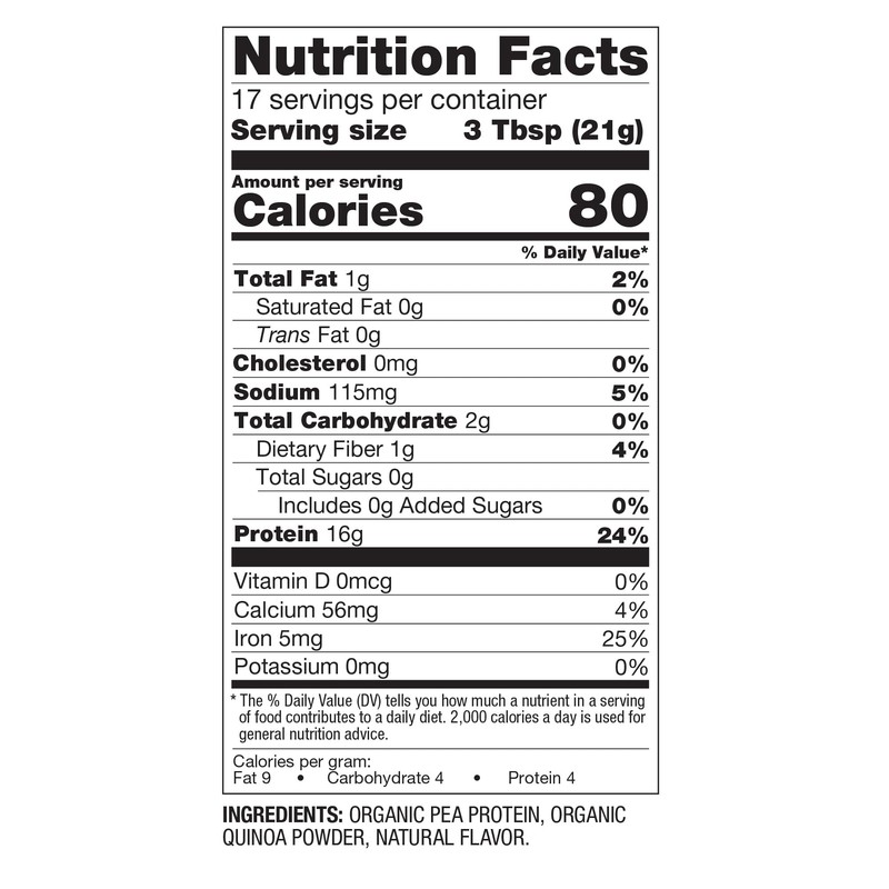 BetterBody Foods Organic Plant Based Protein Powder, 16g of Protein