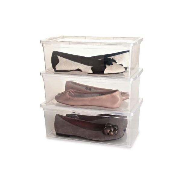 lakeland Ladies Transparent Shoe Organiser Lidded Storage Boxes - Set