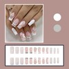 24Pcs French Tip Press on Nails Medium Flower Fake Nails