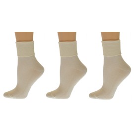 Sierra Socks Women's Organic Cotton Extra Smooth Toe Seaming 3 Pair Pack (Fits Shoe Size 4-10, Socks Size 9-11, Ivory (3 Pair Pack))