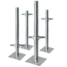 Scaffold Adjustable Leveling Jacks 18.25", 4 Pack Solid Screw Jacks with Wide Base Plate and Galvanized Finish, Fit Baker Style Scaffolding
