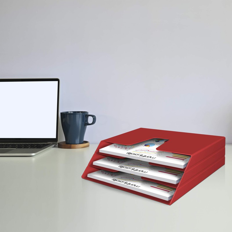 Acrimet Horizontal Triple File Folder Holder Organizer, Open Top Desktop