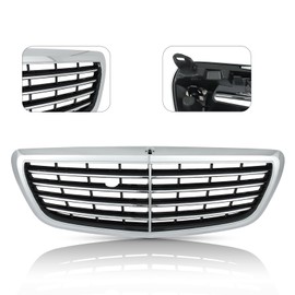 KARPAL Front Bumper Center Grille Chrome Grill Compatible with 2014-2020 Mercedes S Class W222 2228800483