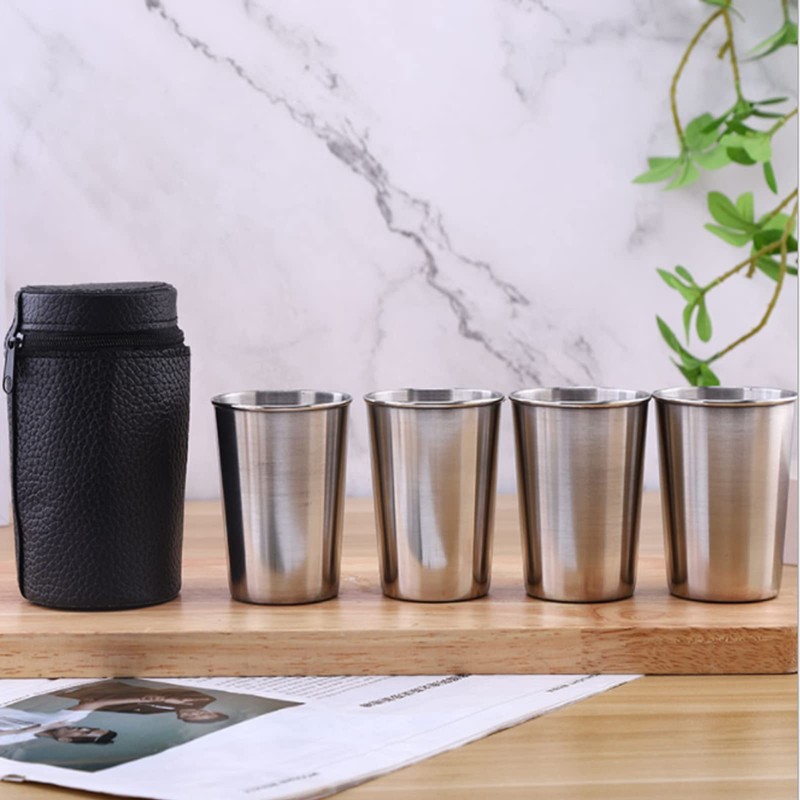 Spldsun Pack of 12 Hip Flask Mugs, Stainless Steel Cups,
