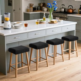 EVOLLER Waterproof Bar Stool Covers Rectangle Set of 4 Black Jacquard Stretchable Backless Barstool Seat Cover Counter Bar Stool Slipcovers Washable