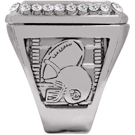Crown Awards Silver Deluxe Fantasy Football Ring, Football Championship Rings, Size 12