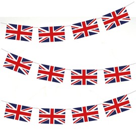AK Giftshop Union Jack GB Flag Bunting Party Decorations - 12pcs / 2.5m Ribbon