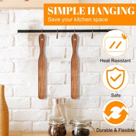 Yuomeaz 2 Pcs Wooden Spurtle, 11 in Acacia Wood Sourdough Spatula, Skinny for Sourdough Starter, Flat Sourdoughes Stirring Stick for Jar Baking, Spreading Cream, Jam, Canning