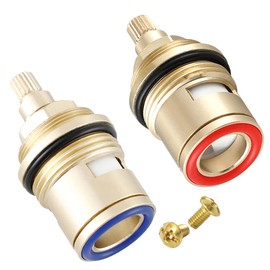 Ownace Pair of Replacement Bath Tap Valves Quarter Turn Ceramic 3/4" 53MM 20 Teeth Supplied with Brass Screws