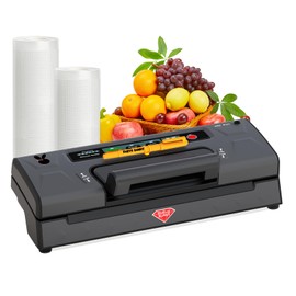 Precision Vacuum Sealer,120W Powerful 90Kpa Sealer For Food Storage,Household 8-in-1 Function,Easy Hand-Lock,Double Pump Vacuum Sealer Machine with Bags Storage, Built-in Cutter,Black Color