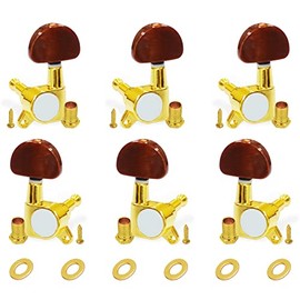 SAPHUE 6 Pieces 3L3R Guitar tuner pegs, Big Oval Button Sealed-gear String Tuning Peg Tuner Machine Head for Acoustic Electric Guitar (Gold)