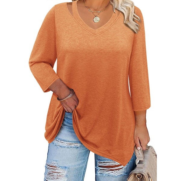 Amrto Plus Size Womens Tshirts Cotton Loose Fit Fall Tunic