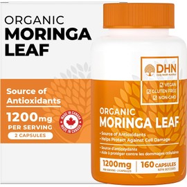 160 Organic Moringa Leaf Capsules | Organic Moringa Powder Supplement for Detox & Gut Cleanse | Antioxidant Support for Energy, Digestion & Inflammation | 100% Pure Moringa Leaf Powder | Made & 3rd Party Tested in Canada