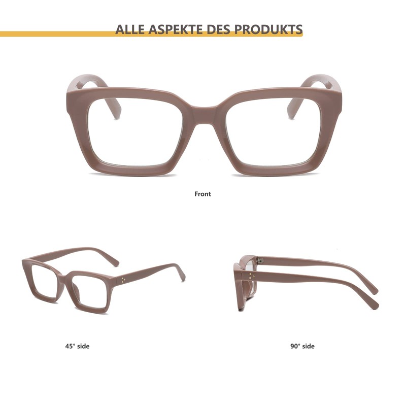 YUELUQU Rectangular Large Frame Glasses Women's Fake Glasses Glasses Frames