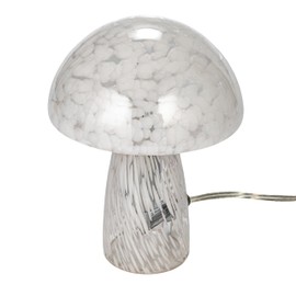 Bloomingville Round Blown Glass Mushroom Shaped Table Lamp with Inline Switch, White