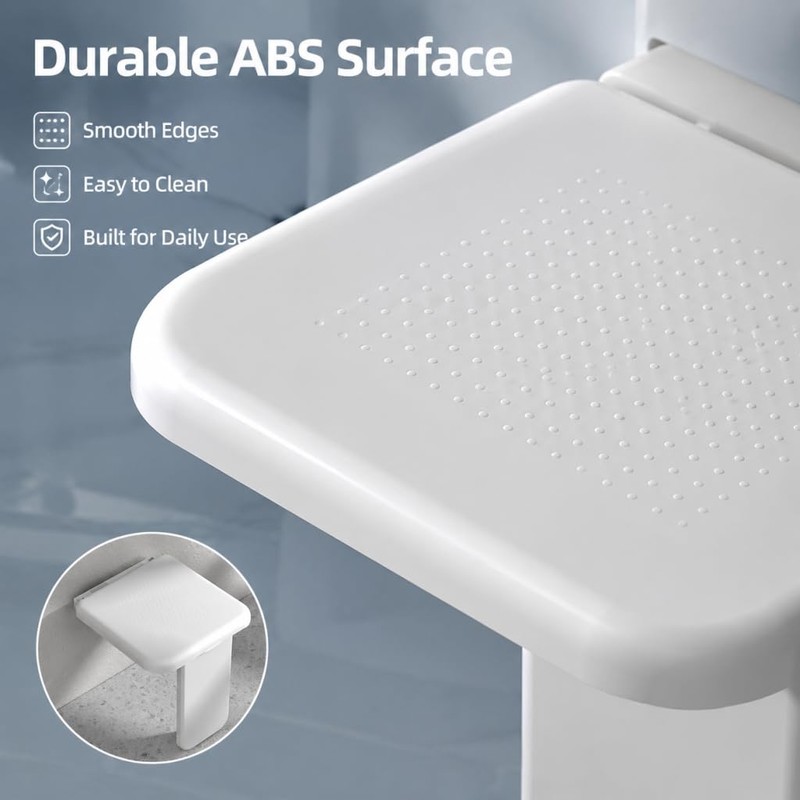 Wall Mounted Folding Shower Seat, White
