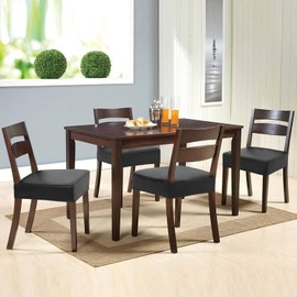 Alishomtll PU Chair Seat Covers for Dining Room Set of 4, Stretch Leather Waterproof Chair Seat Slipcovers, Removable Washable Dining Chair Covers Kitchen Seat Protector (Rear-Covered, 4pcs Black)
