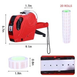 2 Pack Pricing Gun - 8 Digits Price Tag Gun with 8000 Labels & 4 Ink Rollers Kit Red Pricing Label Maker for Retailer,Supermarket