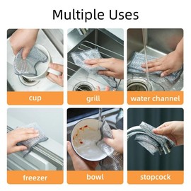 10 Counts Non-Scratch Wire Dishcloths for Kitchen Cleaning, Multipurpose Dishwashing Rags for Wet and Dry Use Easy Rinsing Wire Cleaning Cloth Reusable Wire Dish Towels for Kitchen, Sinks, Pots, Pans:_20pack