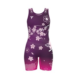 TRI-TITANS Cherry Blossom Female Wrestling Singlet (FF) (Adult Medium)