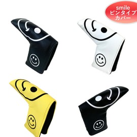 Mini Pin Type Magnetic Odyssey 2 Ball Taylormade Spider Putter Putter Cover for Mallet Center Shaft Embroidered Smile (Pin, Black)