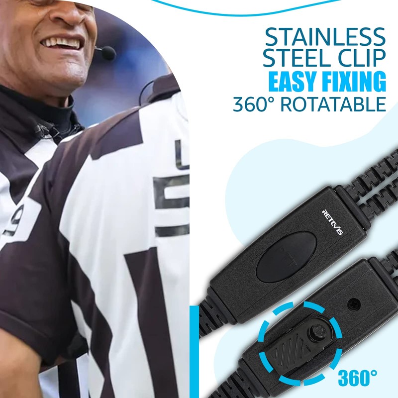 Retevis Walkie Talkie Headset with Boom Mic D Shape Double