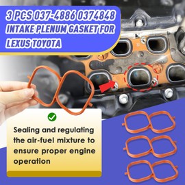 3 Pcs 037-4886 0374848 Intake Plenum Gasket for Lexus ES350 RX350 RX450H, 171760P020 Intake Plenum Gasket Set Compatible with 2006-2012 Toyota RAV4 Camry Highlander Venza Avalon Sienna