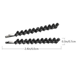2 Pairs Black Crystal Hair Pins Sparkle Rhinestone Hair Bobby Pins Stylish Decorative Hair Clip for Women，Hair Accessories