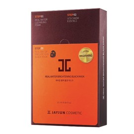 JAYJUN Real Water Brightening Black Mask, Pack of 10 Sheets, 25ml, 0.84 fl. oz., Brightening, Hydrating, Sheet Mask, 3 Step