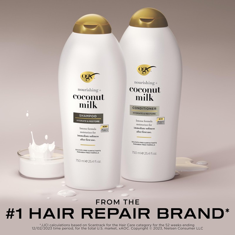 OGX Shampoo and Conditioner Set, Nourishing + Coconut Milk, Shampoo