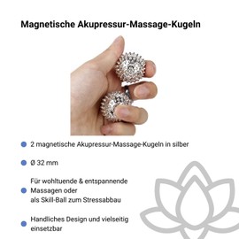 Magnet Akupunktur Massage Kugeln | 2er Set (Silber | ca. 32mm Ø)