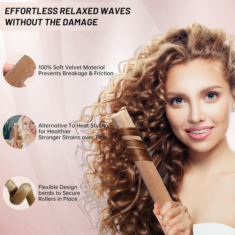6Pcs Heatless Curlers,Heatless Blowout Rods