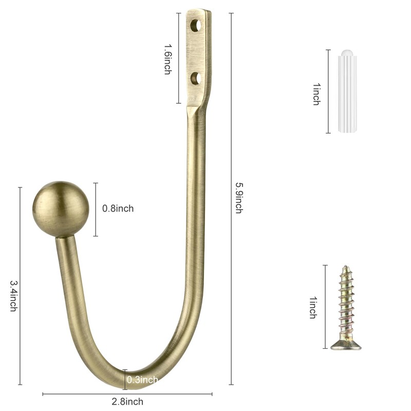 Curtain Holdbacks, 4 pcs Curtains Holder Wall Mounted Drapery Tiebacks