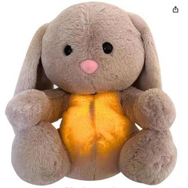 Breathing Stuffed Rabbit Anxiety relief Plush Portable Plush Toy with Light and Sound for Soothing Anxiety and Improving Sleep