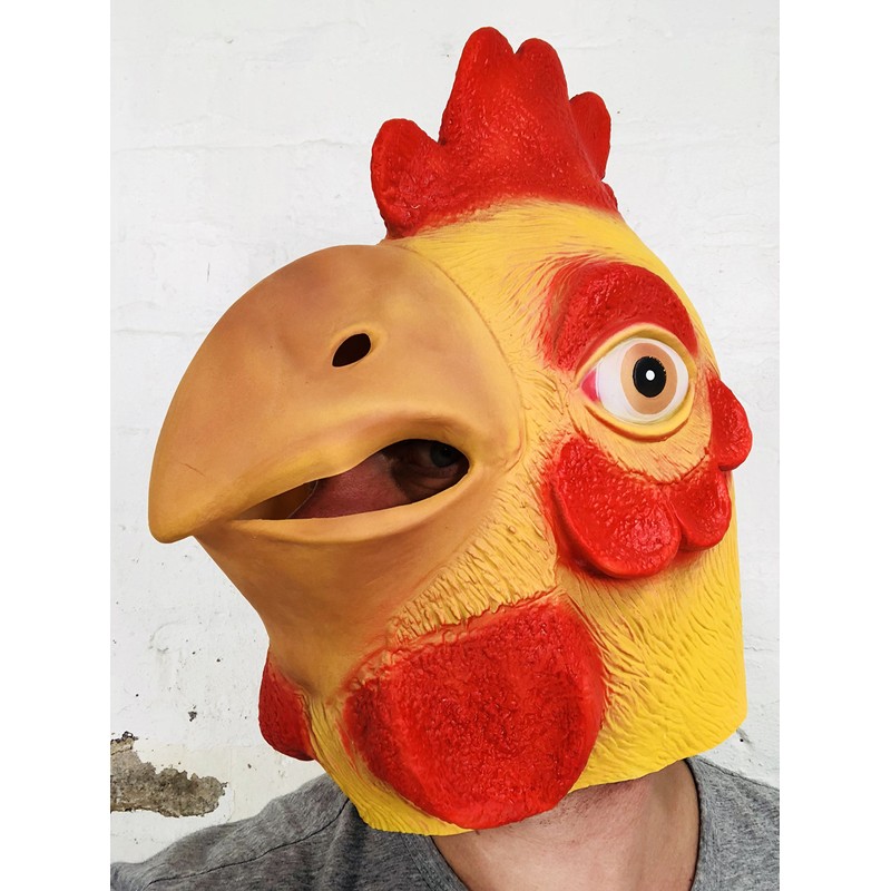Rubber Johnnies Chicken Head MASK, Farm Animal MASKS, Funny Fancy