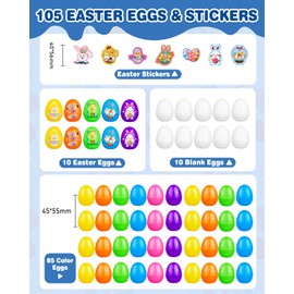 Anpro 105 Pcs Easter Eggs Filled,Easter Egg Hunt Kit,Easter Games Gifts and Party Bag Fillers for Kids,Pull Back Cars Toys,Basket Stuffers Fillers,Eggs Hunt