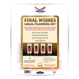 Final Wishes Kit: USA Legal Forms for Family Planning. 4, Fill-in-The-Blank Legal Forms: Last Will & Testament, Living Will, Health Care Power of Attorney, Financial Power of Attorney