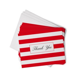 Red Striped Thank You Cards - 24 Classic Note Cards with Envelopes - Perfect for Special Events & Businesses