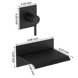 Greenspring Wall Mount Bathtub Faucet Matte Black Waterfall Single Handle Tub Filler Bathroom Faucet with Rough in Valve High Flow, Brass