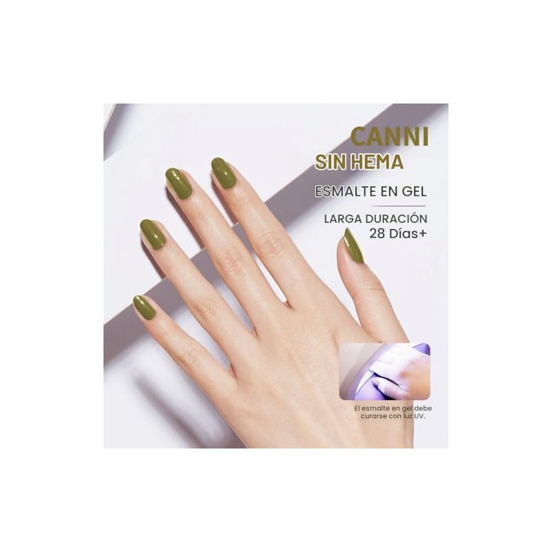 CANNI Esmalte De Uñas De Gel Verde Oliva, 1 Pieza,