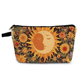 YULUENZE Sun Pattern Gift Sunshine Makeup Bag Cute Small Organizer Bag with Zipper Sunflower Print Cosmetic Bag Birthday Gifts for Women Friends Sisters Sunflower Lovers