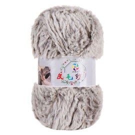 Anevous 100 g Ball of Faux Fur Yarn, Hand Knitting Yarn, Plush Yarn Wool for Crocheting, Fluffy Hand Knitting Yarn, Crochet Yarn, Faux Fur Yarn, Knitting Yarn for Crafts, Crochet and Crafts, Brown and