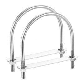 PATIKIL Round U-Bolts, 2 Pcs 4.02"(102mm) Inner Width 129mm Length M8 with Nut Plate Washer 304 Stainless Steel Round Bend U-Bolts for Boat Trailer Axle Sailboat