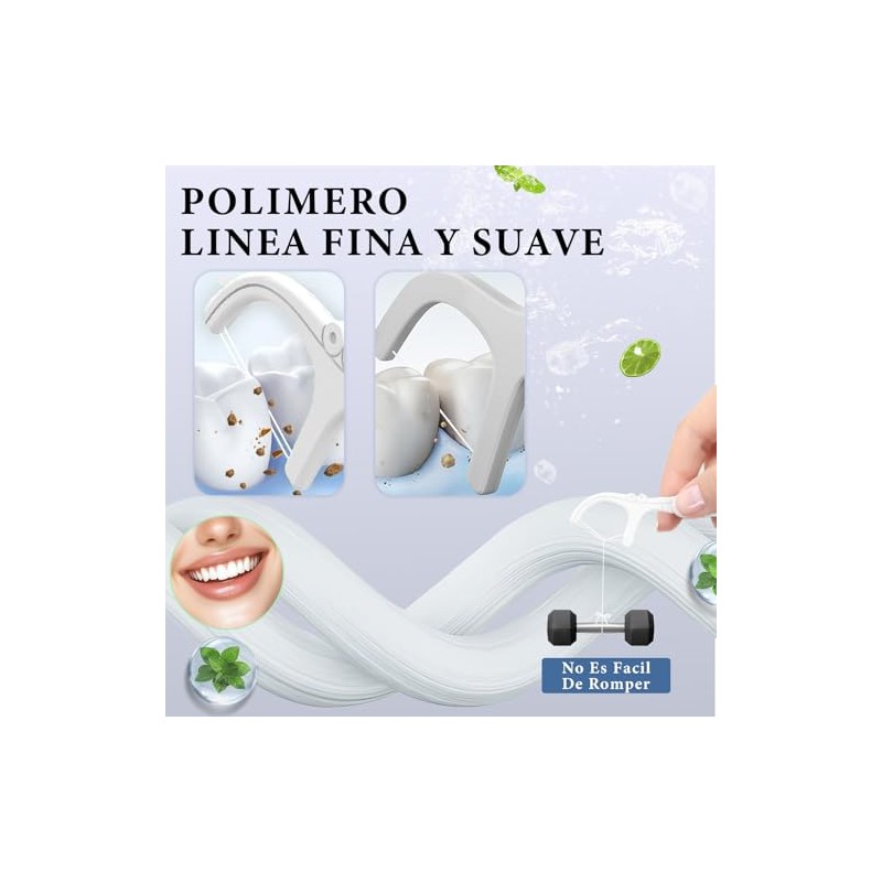 Hilo Dental,Oral Flossers Diseño Ultrarresistente de Doble Línea,con Vitamina E