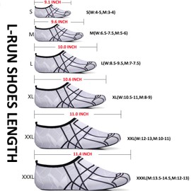 L-RUN Athletic Swim Shoes Barefoot Skin Sock Black L(W:8.5-9.5,M:7-7.5)=EU39-40