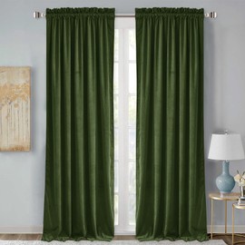 StangH Moss Green Curtains Velvet - Luxury Blackout Green Curtains for Holiday Decoration, Soft Thermal Window Treatments for Loft/Bedroom, W52 x L96, 2 Panels
