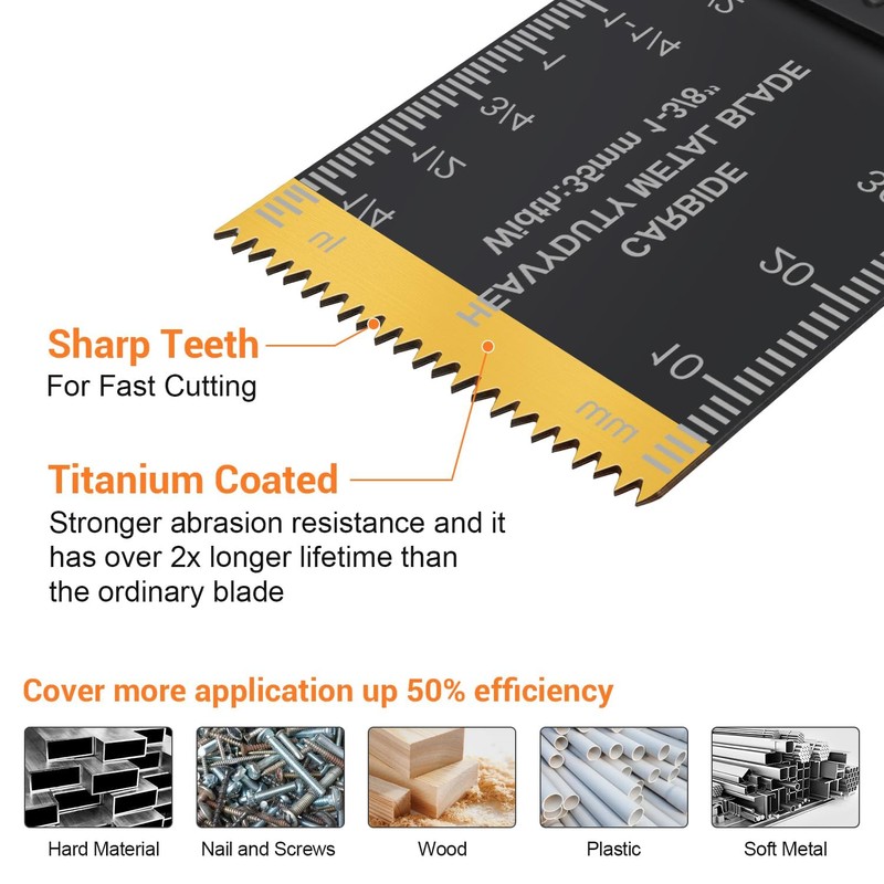 PECHAM 50PCS Titanium Oscillating Tool Blades, Universal Oscillating Multitool Blades