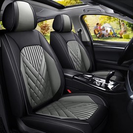 TTX LIGHTING Full Set Seat Covers Fit for Hyundai Sonata 2004-2024: Faux Leather Car Seat Covers - Waterproof Seat Covers Compatible Seat Belts and Airbags（5 Seats, Black&Grey）